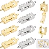 SUNNYCLUE 1 Box 12 Sets 2 Colors Bracelet Extender Clasp Fold Over Clasps for Jewelry Making Necklace Extenders Bracelet Extension Plated Clasps Anklets DIY Craft Supplies Golden Platinum Color