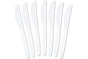 Plasticpro Disposable White Plastic Cutlery Disposable Utensils Heavyweight Knives white 684758145802