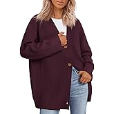 LILLUSORY Women Oversized Cardigan Sweater 2025 Fall Outfits Cloth Fashion V Neck Knit Button Front Casual Trendy Tops