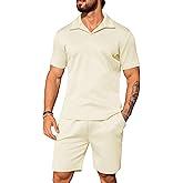 URRU Men's 2 Piece Short Sets Summer Outfits Short Sleeve Polo Shirt and Shorts Set Casual Beach Outfits