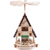 BRUBAKER Christmas Pyramid Holy House 19.3 Inches Wooden Rotating | Christmas Decoration Nativity Play, Hand-Painted Figures, Designed in Germany