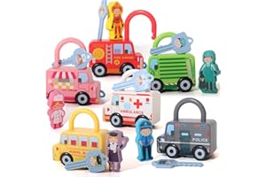BEAUAM Montessori Toy for 36+ Months Old Toddler, Lock and Key Car Toys,aby Sensory Fine Motor Skills Developmental Toys, Preschool Children, Gifts Age 3 4 5 Year Old Boys Girls