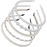 Ymapinc 5 Pcs White Headbands for Women, Pearl Headband for Girls, Fashion Womens Headbands, Wedding Bridal Accessories Pearls Hair Accessories, Bridal Headband