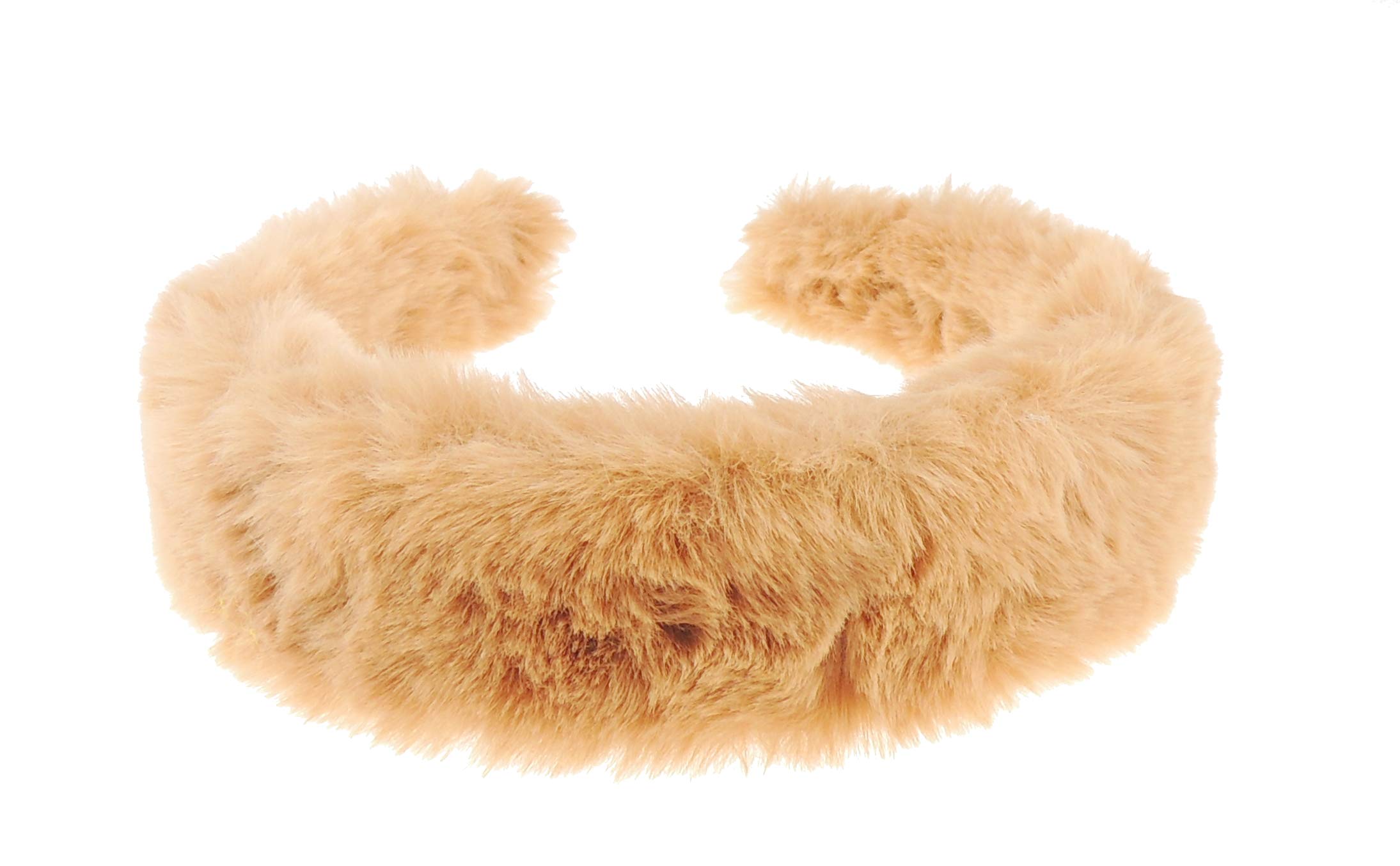 Womens Girls Thick Wide Soft Plush Faux Fur Fabric Boho Vintage Look Winter Christmas Birthday Wedding Bridesmaid Party Headpiece Accessories Hairband Head Hair Headband Alice Band(Light Brown)
