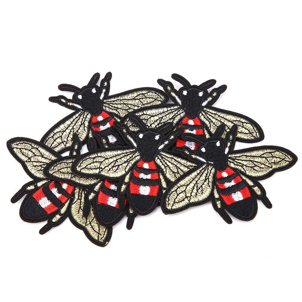 6Pcs Embroidered Patch with Cute Bee Shape Patch Applique for DIY Hat Jeans Clothes Accessory Sewing Decoration Patch