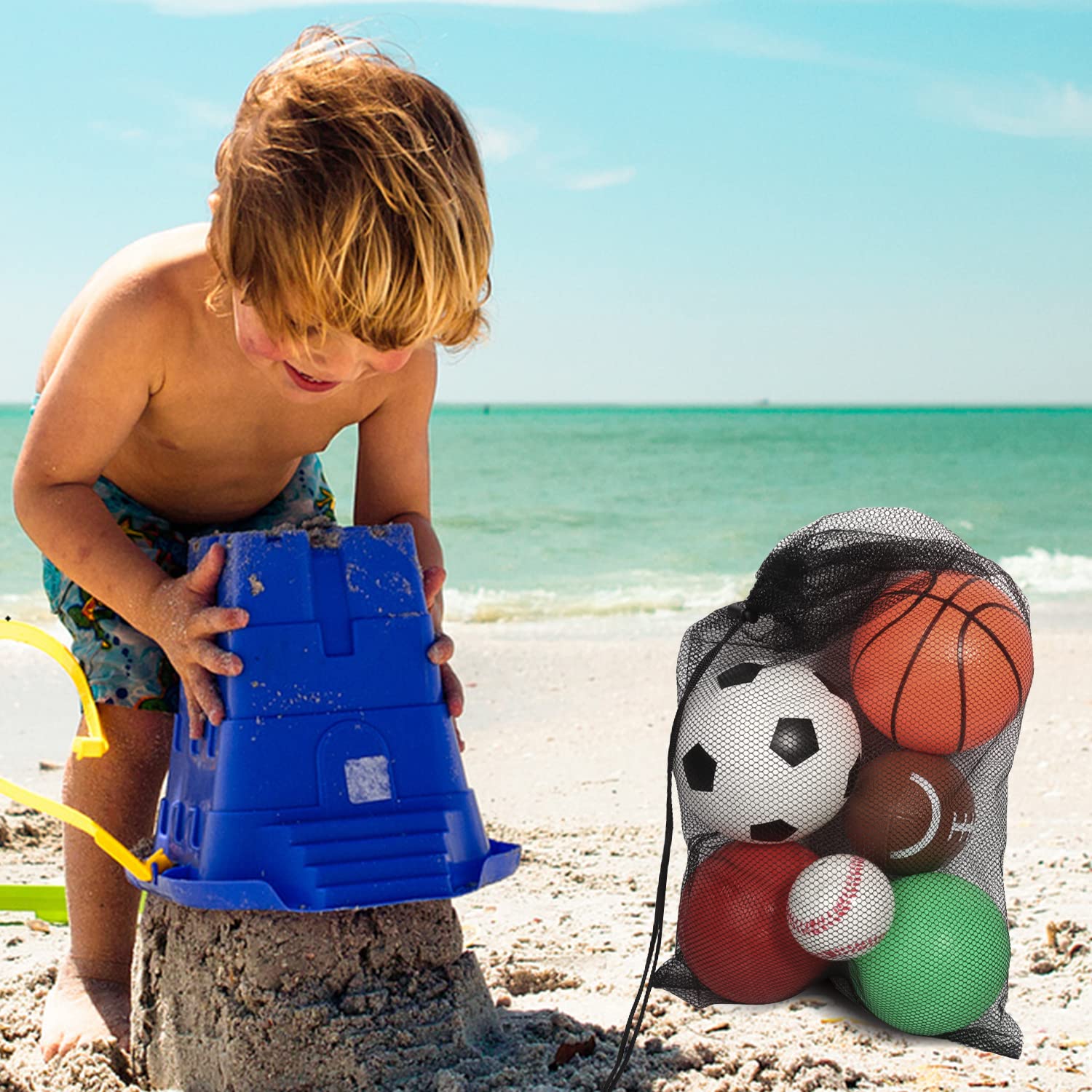 GSE Games & Sports Expert 6 Pack Sports Balls with Pump & Mesh Bag, Included 5