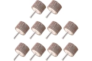 Koopi 10 Pack 1-3/8" x 1" x 1/4" Shank Mounted Flap Wheels, 120 Grit Aluminum Oxide Sanding Flap Wheels for Drill - Abrasive Grinding Tool