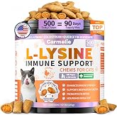 Lysine for Cats Treats for Immune Support with Colostrum, Omega-3, 500ct | L-Lysine Supplement for Cats Watery Eyes, Sneezing, Runny Nose &amp; Upper Respiratory Support, All Breeds &amp; Ages, Chicken Krill