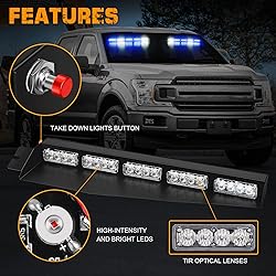 XRIDONSEN Blue White Emergency Visor Lights Warning