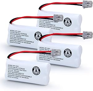 BAOBIAN Model BT-1021 BBTG0798001 Cordles Phone Battery Compatible with Uniden BT1021 BT-1025 BT-1008 BT-1016 Empire CPH-515B Cordless Handset Rechargeable 2.4V 300mAh(Pack of 4)