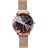 RORIOS Women Watches Analogue Quartz Watch Fashionable Ladies Wristwatch Mesh Band Shining Starry Sky Dial Easily Use Watches