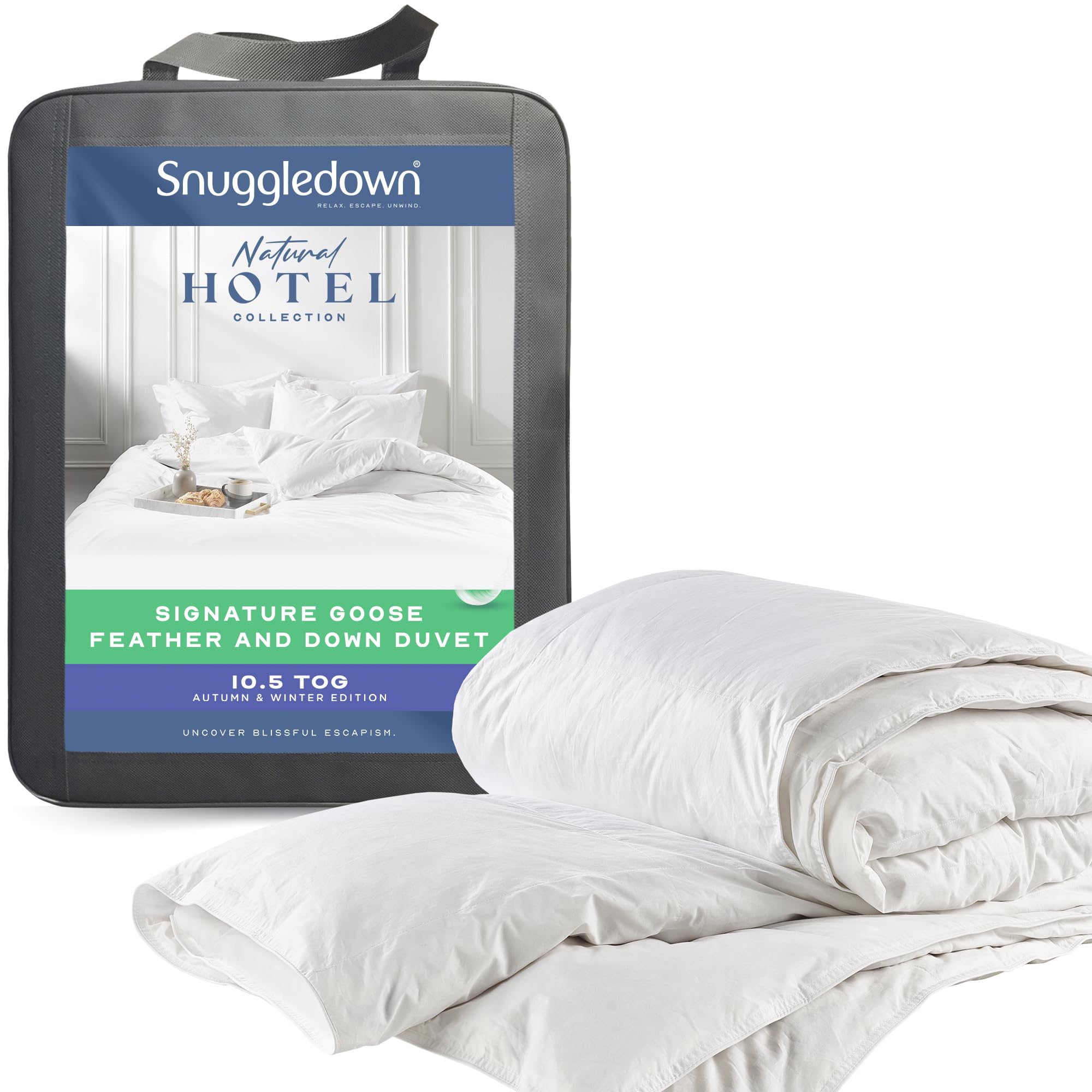 Snuggledown Luxury Goose Feather & Down Double Duvet 10.5 Tog - Ethically Sourced 85:15 Blend, All Year Round Quilt | UK-Made, Box Construction, Washable (200 x 200cm)