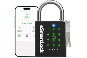 Dhiedas New Smart Padlock with Key, Heavy Duty Combination Padlock, RFID Pad Lock with Codes Bluetooth APP Access, Outdoor Waterproof Electronic Key Lock for Gate Fence Shed Locker Garage Garden