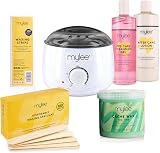 MYLEE Complete Waxing Kit with Wax Heater Tea Tree Soft Wax Strips Spatulas
