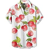 DADDYLOCO Men's Hawaiian Floral Print Button-Down Shirt, Tropical Floral Short Sleeve,Beach Party Shirt