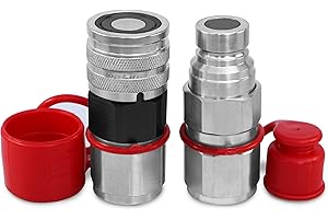 TL TOPLINE TL29 3/4" NPT Thread Flat Face High Flow Quick Connect Hydraulic Coupler Coupling Set 5/8" body size to mount directly on Bobcat Skid Steer Loaders