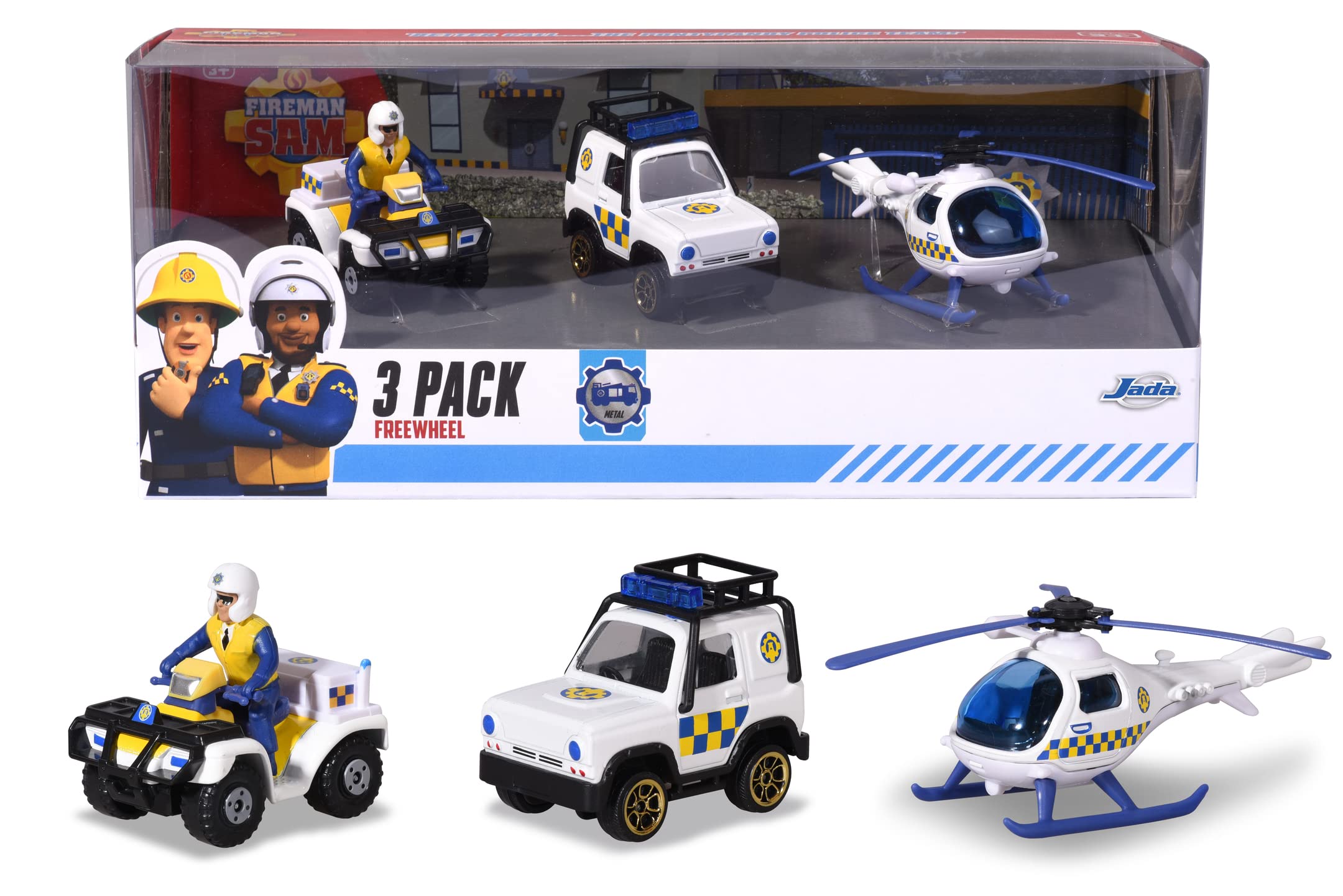 Dickie Toys Sam 3-Pack Fireman Sam Toys, Fireman Sam Figures, 1:64, 5-8 cm Length