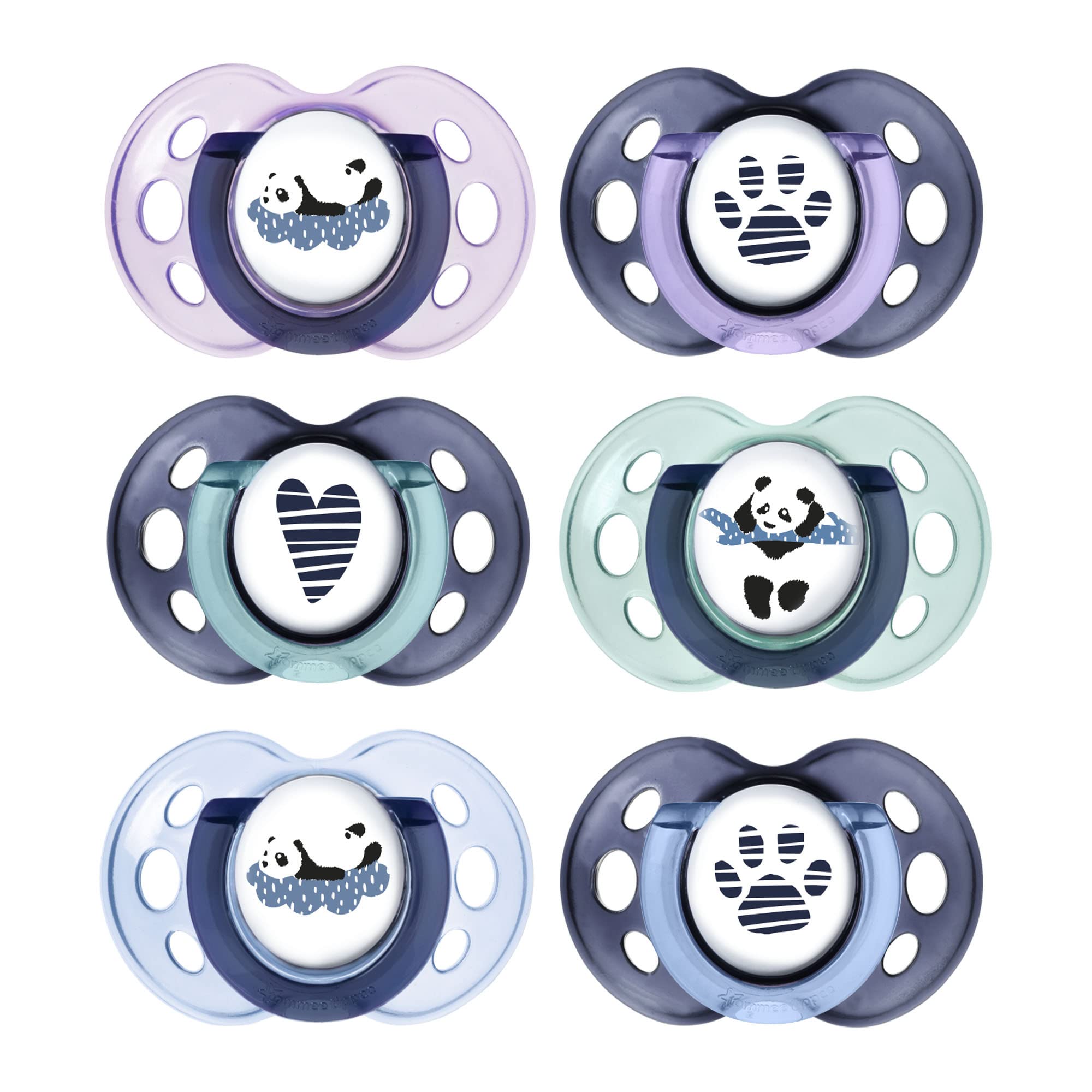 Tommee Tippee Anytime Soothers, Symmetrical Orthodontic Design, BPA-Free Silicone, 18-36m, Pack of 6 Dummies