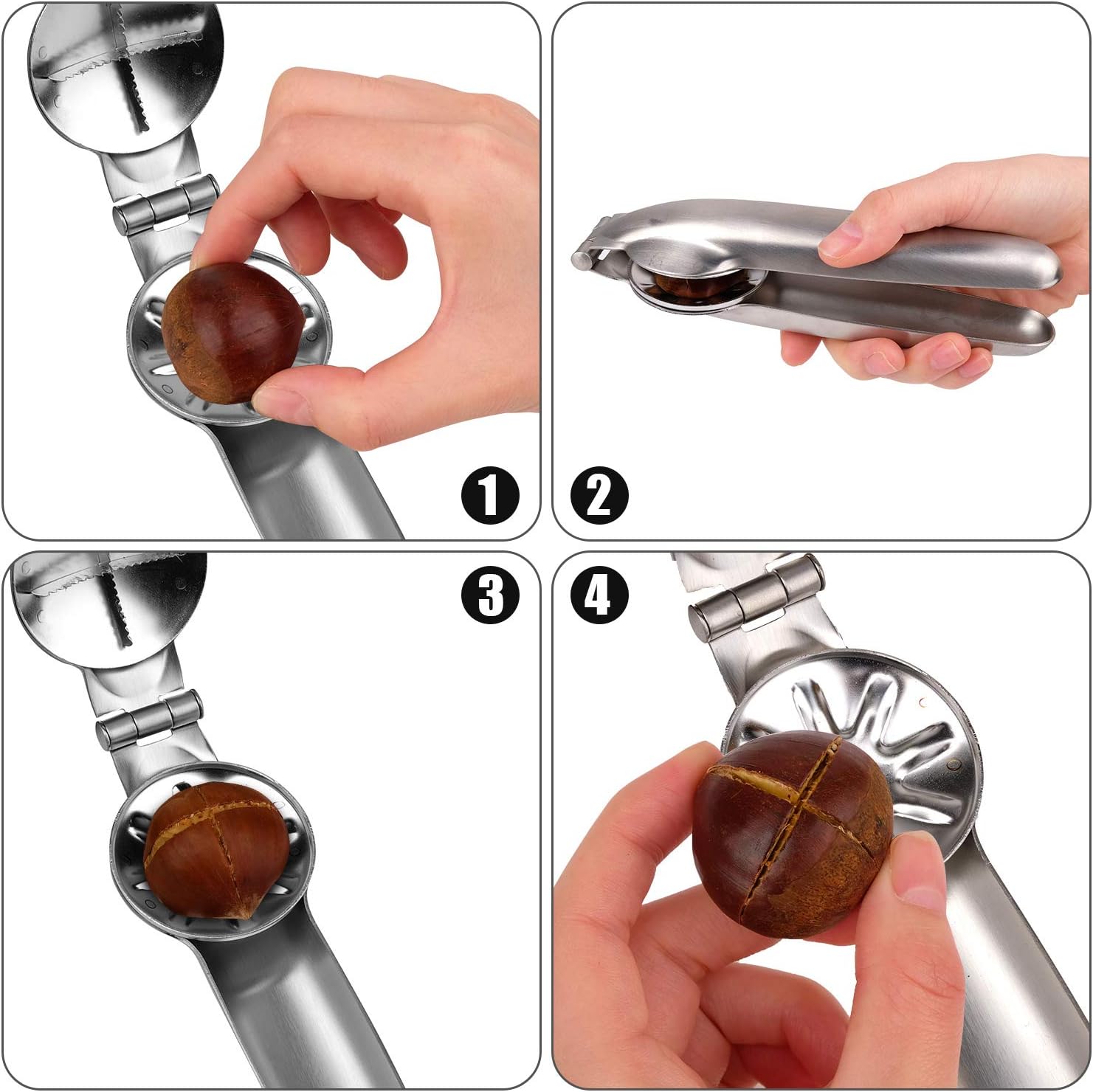 Anwenk Nutcracker Chestnut Clip Peeler Nut cracker Pecan Walnut Plier Opener 304 Stainless Steel Kitchen Tools with 3 Picks: Kitchen & Dining