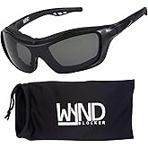 WYND Blocker Motorcycle Riding Glasses Extreme Sports Wrap Sunglasses (Black/Smoke)