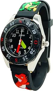 Pedagogisch kinderhorloge, waterdicht, sportief, rubberen armband met  dinosaurusmotief, 3 tot 10 jaar, zwart : Amazon.nl: Kleding, schoenen \u0026  sieraden