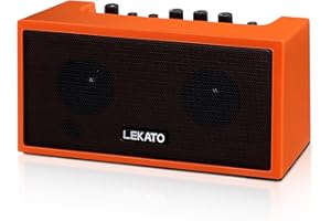 LEKATO Mini Guitar Amplifier with Clean Overdrive Effects 5W Rchargeable Electric Guitar Amp Small Bass Amplifier Bluetooth Bass Amplifier for Daily Practice,Orange