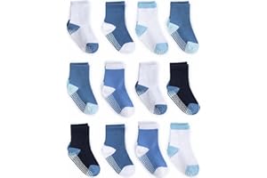 Zaples Grip Crew Socks with Non Slip/Anti Skid Soles for Baby Infants Toddlers Kids Boys Girls