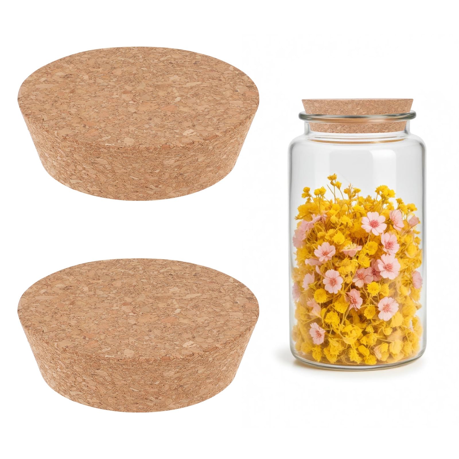 2pcs Large Cork Stoppers for Jars Cork Lids for