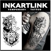 INKARTLINK Tattoo Tech, 2 Sheets Father Time Semi Permanent Tattoos | Father Time Artwork: Matte semi permanent tattoo patterns suit costumes, vacations, events and everyday body art.