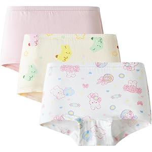 Balabala Girls Cotton Boyshort Underwear, 3 Pack, Soft Breathable Panties | Soft Cotton Comfort, Breathable Feel, Cute, Boysh