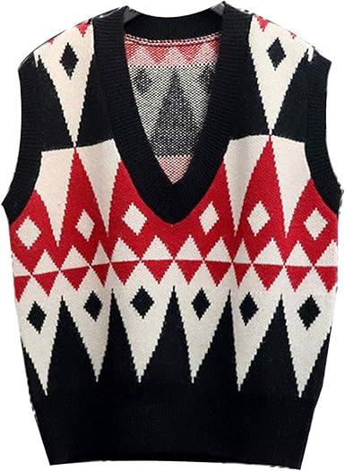 red plaid sweater vest