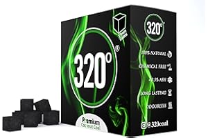320º 320° 2 kg Premium Hookah Shisha Coconut Charcoal Coal (27mm Cubes) for BBQ 2 kg - 104 Pieces