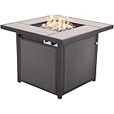 Grand patio Outdoor Propane Fire Pit Table with Cover/Lid for Patio, 32 inch 40,000 BTU, Textilene/Square