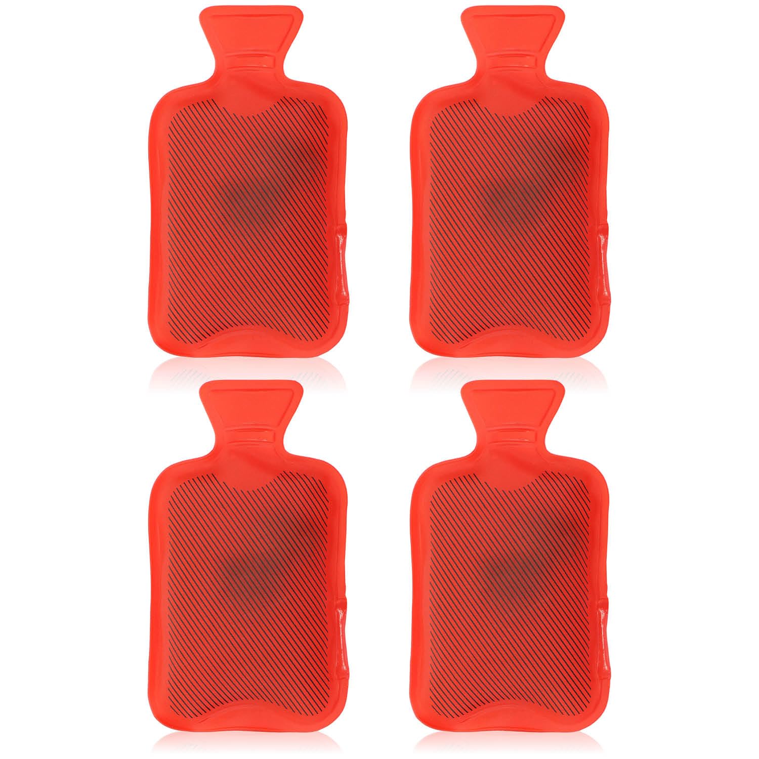 com-four® 4X Reusable Pocket Warmers - Hand Warmers in hot Water Bottle Design for Folding - Heat pad for Cold Days and on the go - Heat Buckling Cushion (04 Pieces - hot Water Bottle red)