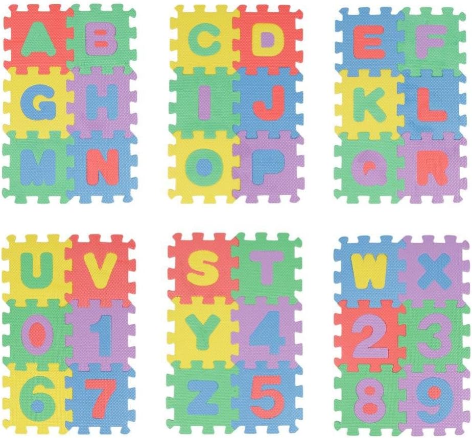 DAHAI FU 1 PC Jigsaw Puzzle Play Mat English Letters and Arabic Numerals Intellectual Toys Alphabet Educational Toys 36pcs/Set EVA Materials
