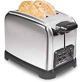 Hamilton Beach Retro 2 Slice Toaster With Sure-Toast Technology, Wide Slots | Browning Control With 9 Shades | Auto Shutoff | Bagel, Defrost, Cancel | Toast Boost | Polished Stainless Steel | 22782