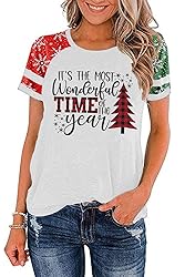 Ovazly Christmas Shirt for Women Raglan Sleeve