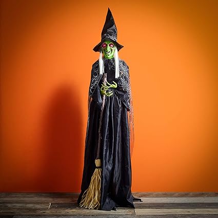 Lights4fun Sorciere Animee Deco D Halloween De 1 8m Avec Led Rouges A Piles Pour Interieur Amazon Fr Cuisine Maison
