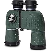 SELFIE CAT 10x50 Marine Binoculars for Adults Night Vision, IPX7 Waterproof Marine Binoculars for Boating Cruise Ship Bird Watching Hunting Travel Stargazing Football, HD Binocular with Compass