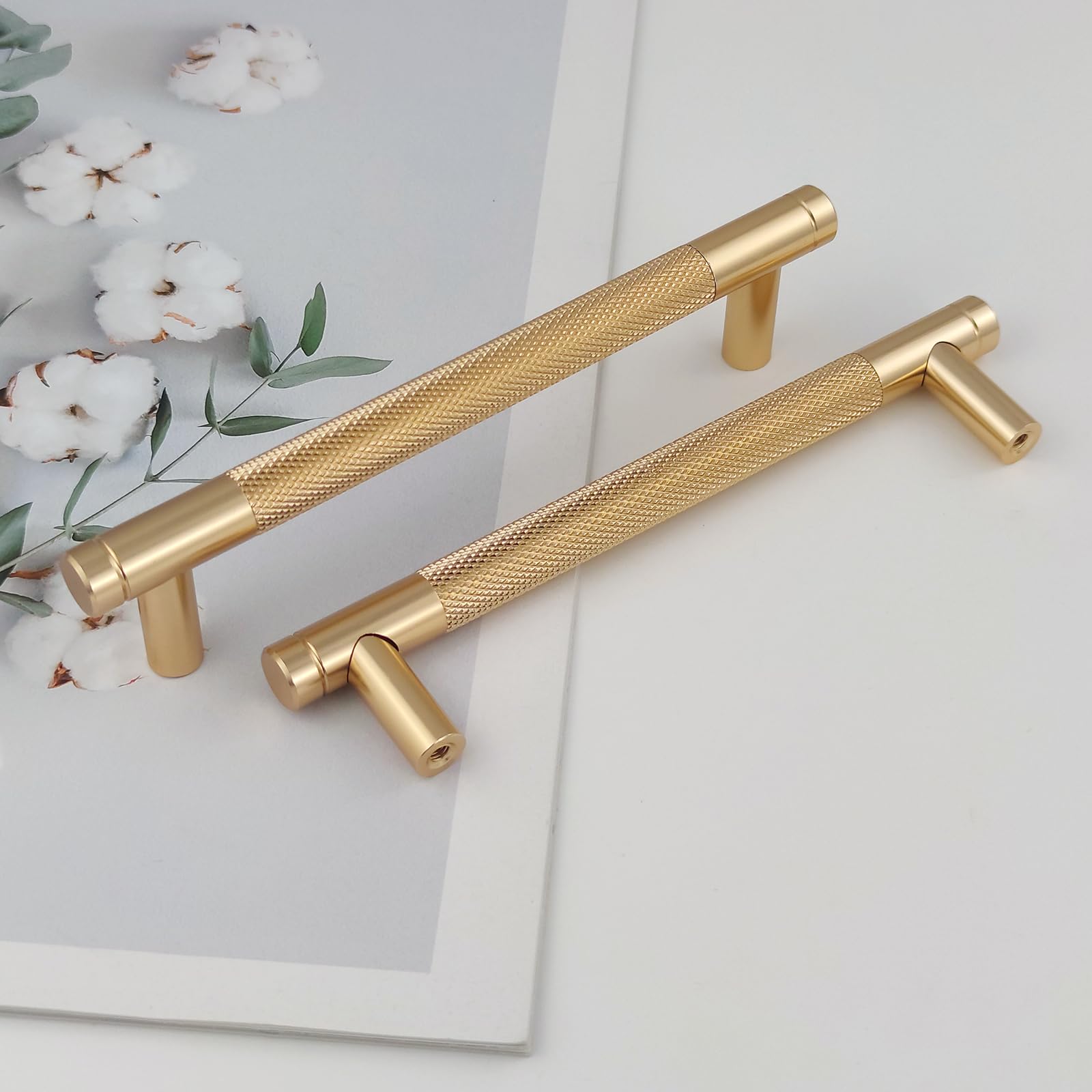 Pexintek 6 Pack Gold Modern Cabinet Handles 128mm Hole Centers Kitchen Bathroom bedrooms Study Furniture Door Vintage Pulls with Screws for Cupboards Drawer Wardrobe Dresser (Gold) — image 1