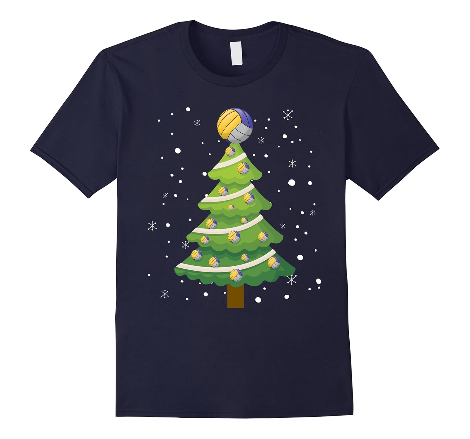 Funny Volleyball Christmas Tree T-Shirt Xmas Gift Tee-Rose