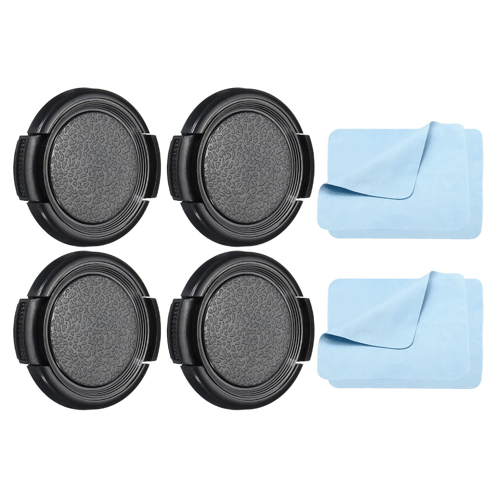 PATIKIL Camera Lens Cap, 4 Pack Sides Pinch Front Lens Cover with Microfiber Cleaning Cloth for 37mm Thread Universal DSLR Lenses for Nikon, for Fujifilm, for Pentax, for Leica