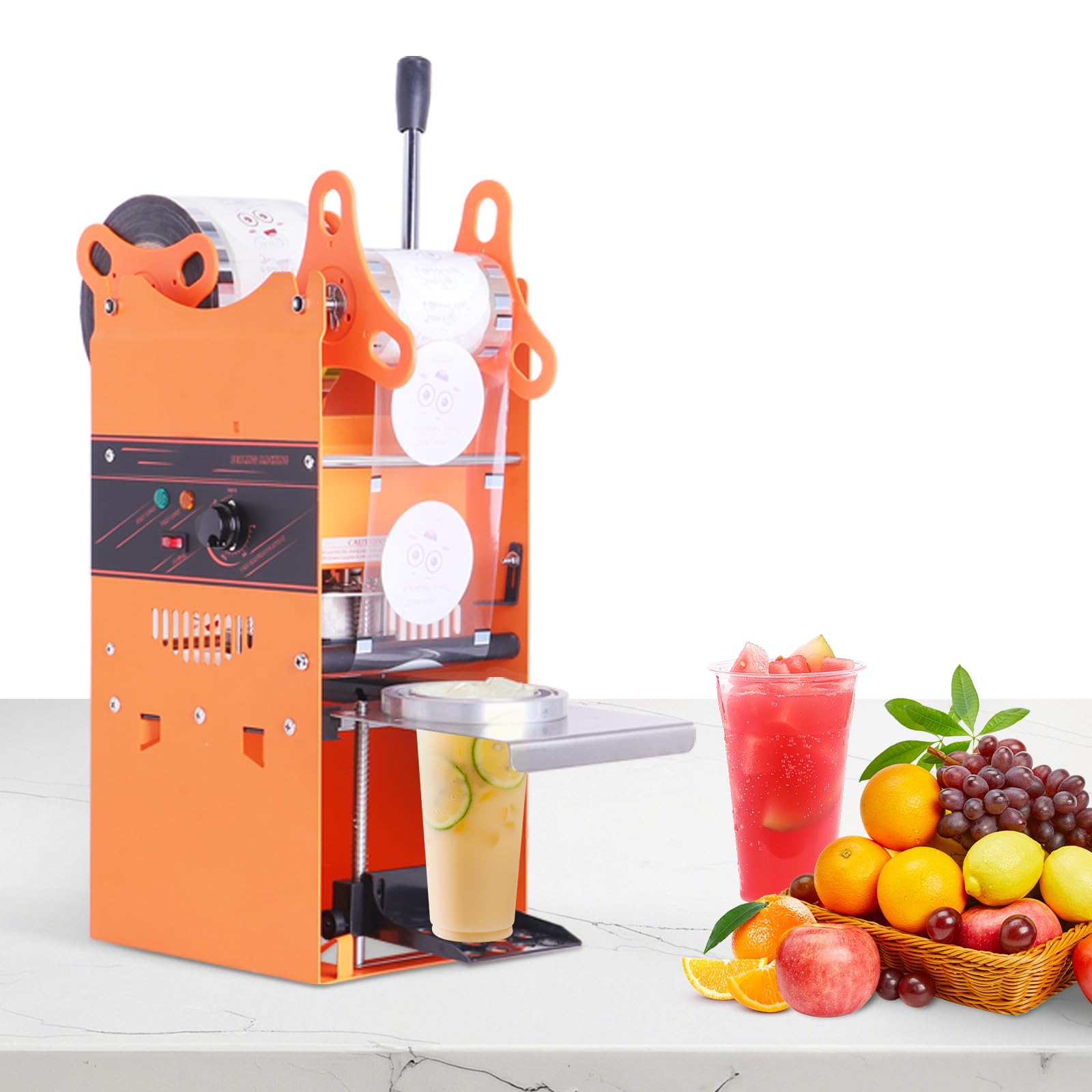 Cup Sealing Machine 270W Commercial Manual Bubble Tea Cup Sealer for 90/95/70/75 mm Diameter Cup 300-500 Cups/Hour (sealing machine)
