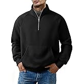 JMIERR Men's Fleece Quarter Zip Pullover Sweater Casual Cotton Fall Winter Family Outfit Warm Mock Neck with Pockets