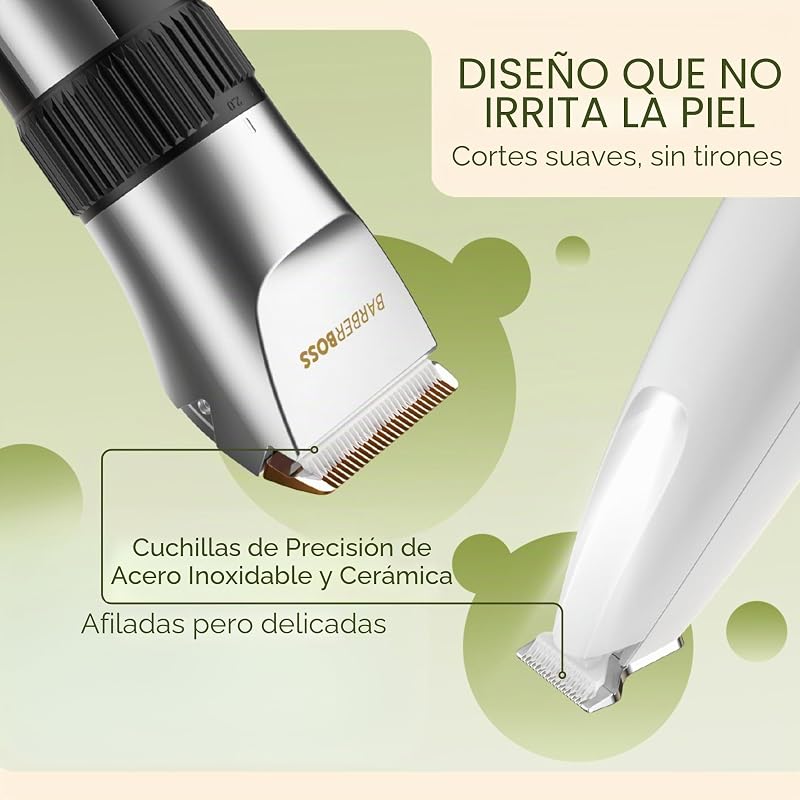 Máquina de cortar cabelo sem fios para cães, impermeável, lâminas cerâmicas, ecrã LED, carregamento rápido, máquina elétrica para animais (prateada e branca)