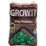 GROW!T GMC40l - 4mm-16mm Clay Pebbles, Brown, (40 Liter Bag) - Made from 100% Natural Clay, Can be used for Drainage, Decorat