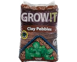 GROW!T GMC40l - 4mm-16mm Clay Pebbles, Brown, (40 Liter Bag) - Made from 100% Natural Clay, Can be used for Drainage, Decorat