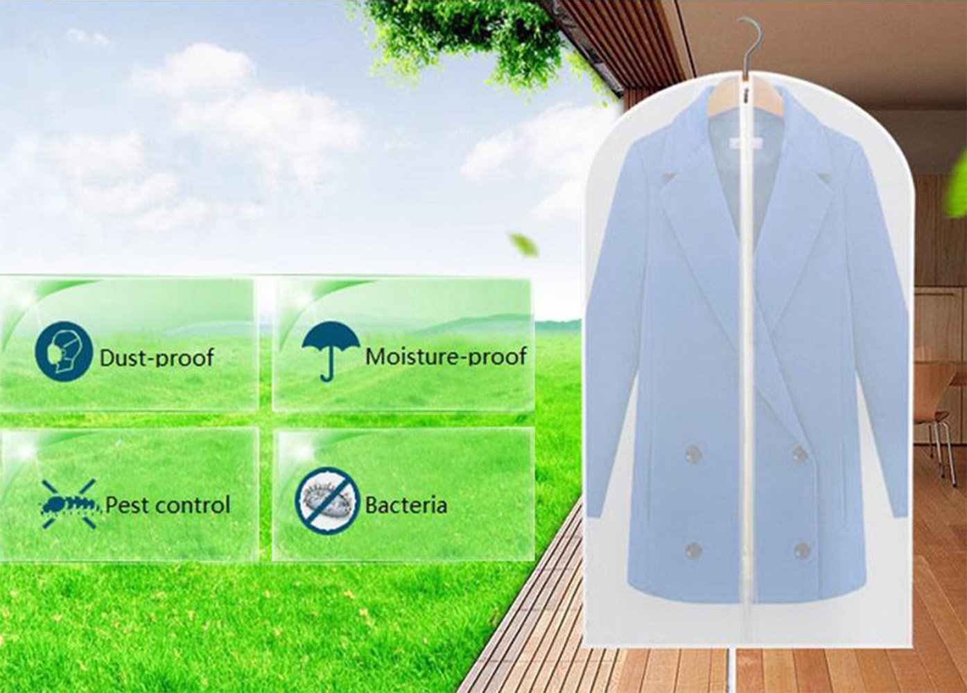 MOT Global PEVA Translucent Garment Covers Bag - Clothes Covers Dustproof Organizer Storage Protector Pack of 6 (4 Medium + 2 Large)