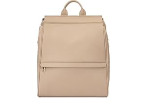 MIA + SOPHIA Leather Diaper Bag Backpack with Changing Pad, Stroller Straps, Bottle Holder (Beige Sophia)
