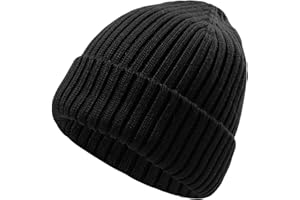 ACTLATI Kids Merino Wool Beanie Hat Winter Boys Girls Ribbed Knit Beanies Caps Unisex Cuffed Skull Caps 7-14 Years